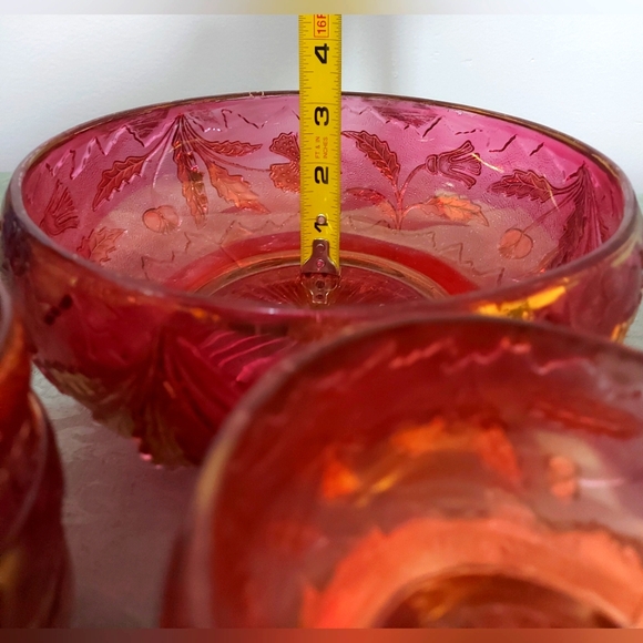 EAPG US GLASS DELAWARE RUBY STAIN/FLASH & GOLD BERRY BOWL SET - Picture 7 of 11